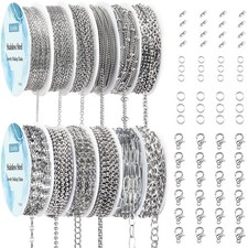 Ecoofor Necklace Chain for Jewelry Making, 95.1 Feet 12 12 Rolls, Silver