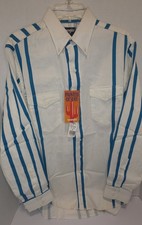 Vintage with TAGS 90s Wrangler Teal  White Stripe Cowboy Brushpopper 15 1/2-33