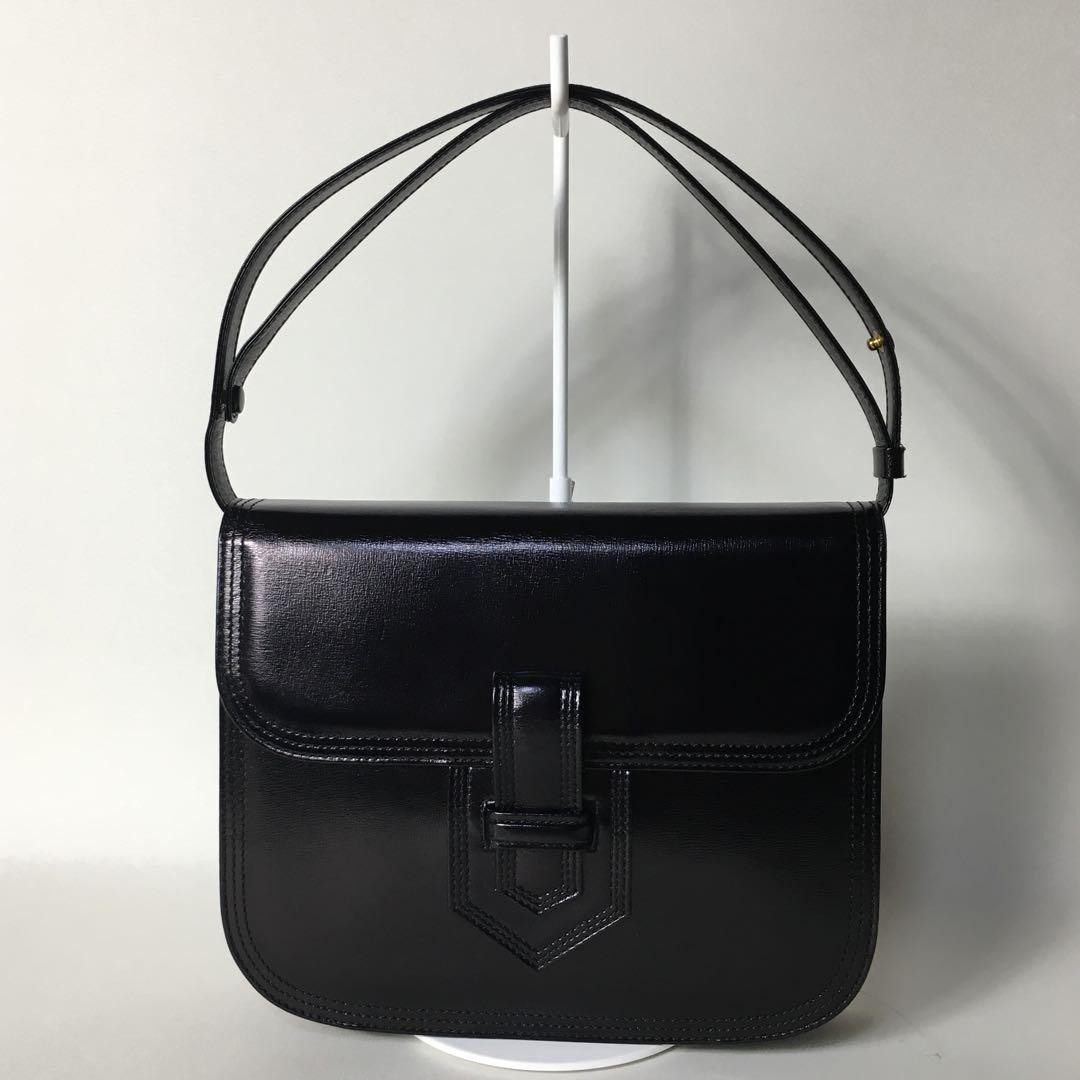 Yves Saint Laurent Bolso de Hombro Bolso de Mano Cuero Negro Auténtico