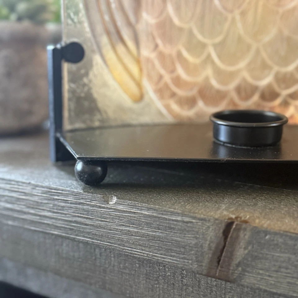 Expositor de velas de búho decoración de otoño 10”x 10” diseño curvo té de vidrio fundido Foto 4 de 4