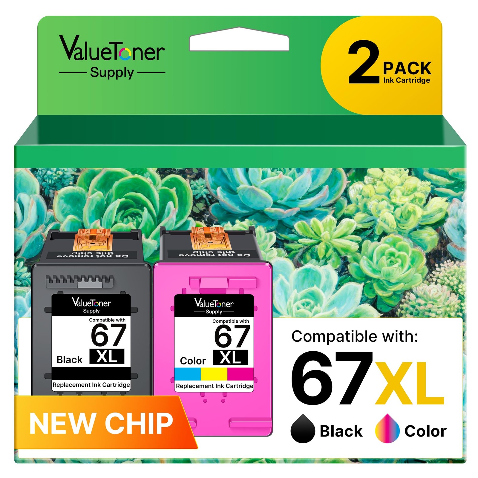 67XL Cartridges Black/Color Combo Pack for HP Ink 67 67XL for Printers Deskje...