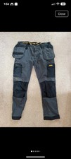 DeWalt Work Trousers W40 l33Grey/Black Pro Stretch Holster Knee Pockets