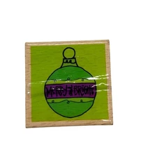 Studio G Kolette Hall Merry & Bright Christmas Ornament Wood Rubber Stamp