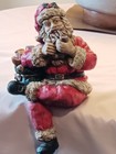 Vintage Heavy Solid Santa Claus Shelf Sitter Christmas Figurine 8” Smoking Pipe — photo 1