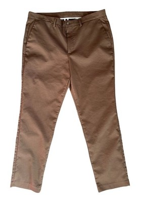 Calvin Klein Men's Chino Pants W36 L32 Brown Flat Front Dress Casual