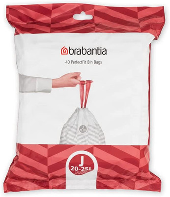 Brabantia PerfectFit Trash Bags (Size J/5.3-6.6 Gal) Thick Plastic Trash Can Lin