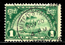 Sc#614 SON United States PO CDS 1 Cent Hugeunot-Walloon Commemorative US 64A12