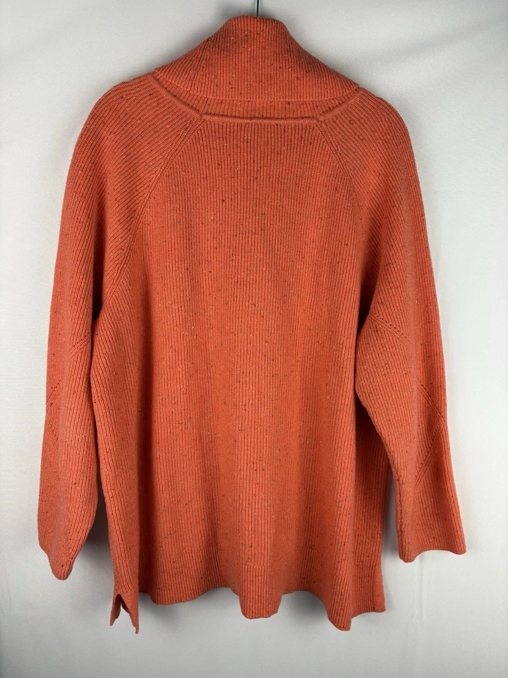 Talbots Cowl Neck Sweater Size 3X Orange Speckle Chunky Knit Textured Boxy - Image 2 of 4