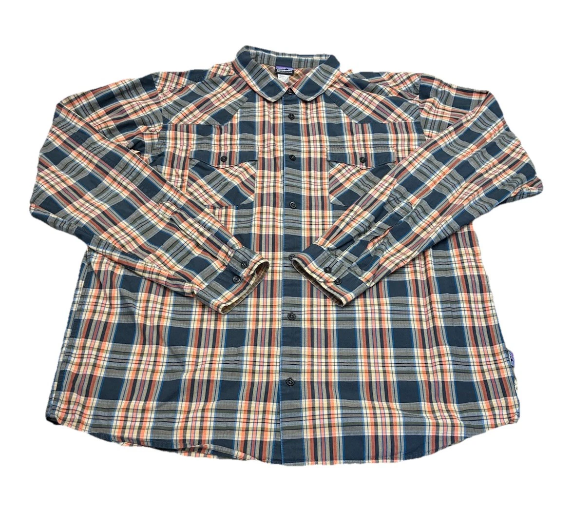 Patagonia Men’s Organic Cotton Flannel Shirt Plaid Long Sleeve Button Down Sz XL