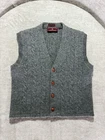 Vintage Chaps Ralph Lauren Sweater Vest Mens XL Gray Shetland Wool Cable Knit