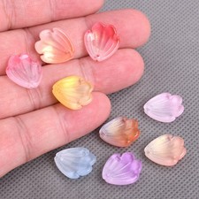 10pcs 16x15mm Floral Petal Shape Lampwork Glass Loose Top Drilled Pendants Beads