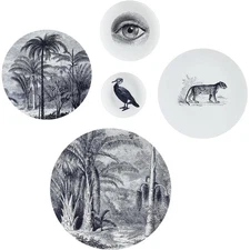 Renwil W6719 Maliya White and Blue Wall Decor, Set of 5