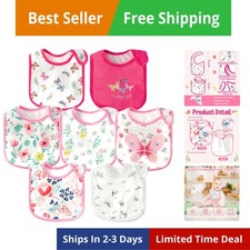 7Pcs Cotton Waterproof Baby Bibs Hook Loop Closure Newborn Bib Keepsake Baby ...