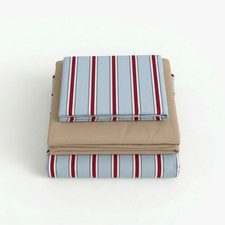 Blue/Burgendy Striped Bedding