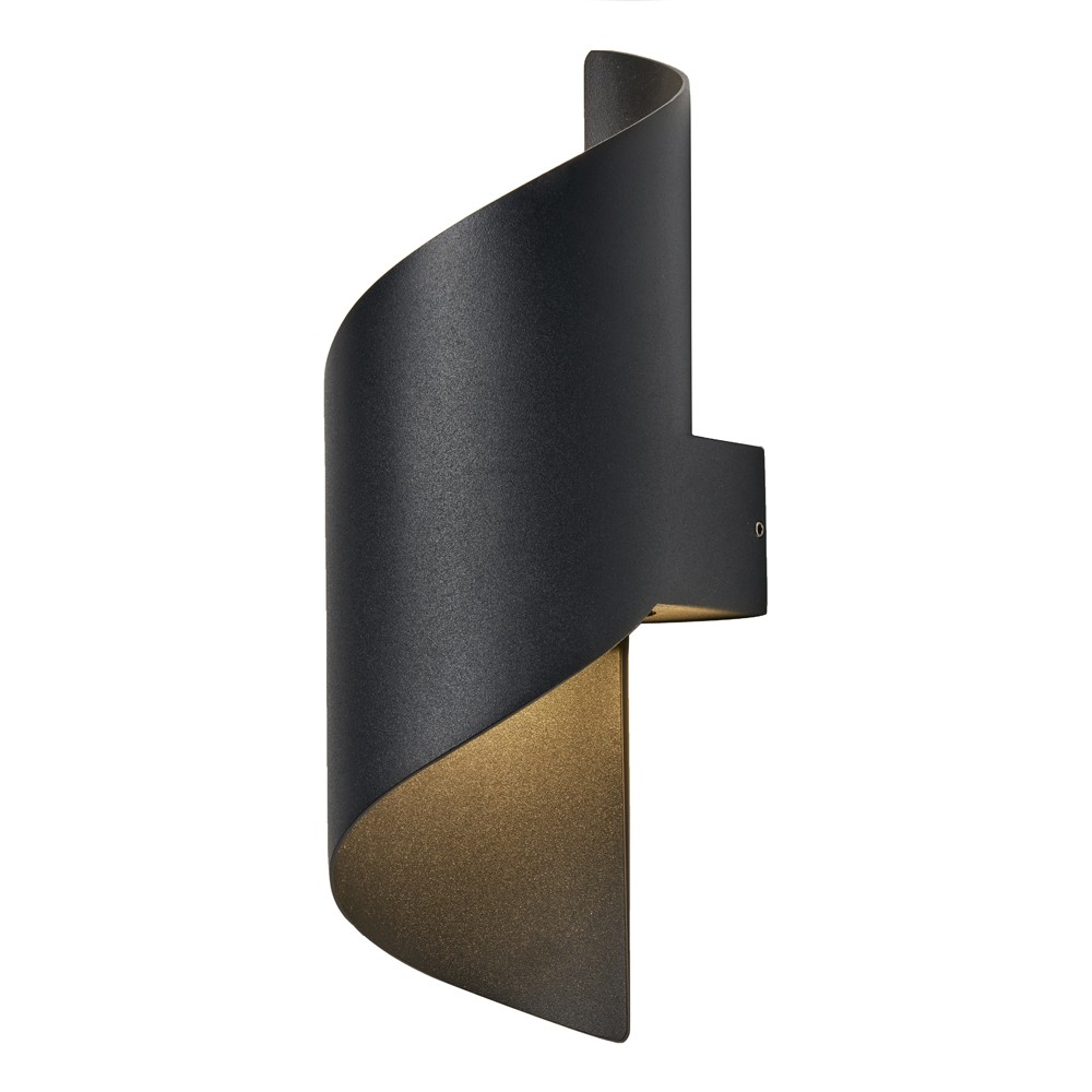 Litecraft Baron Wall Light Twisted Outdoor IP54 Integrated LED - Black Clearance