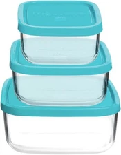 Bormioli Rocco Frigoverre 3-Piece Square Food Storage Container Set