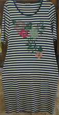 Strandfein QVC Kleid Shirtkleid maritim blau weiß m. Druck Gr. 38 /M NEU NP 89 €