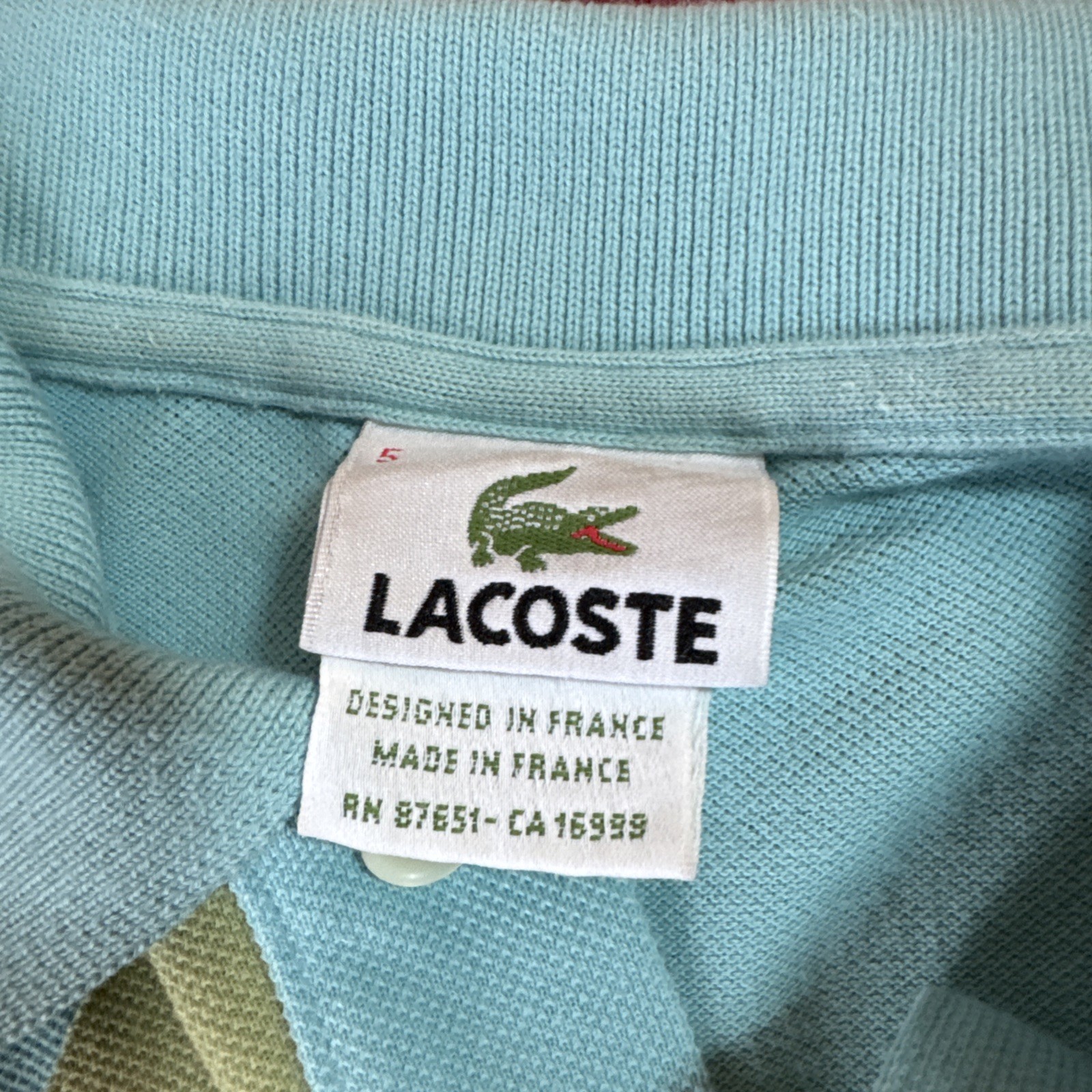 VTG Lacoste Polo Shirt Mens 5/L Blue Argyle Made in France Devanlay Piqué Knit thumbnail 8