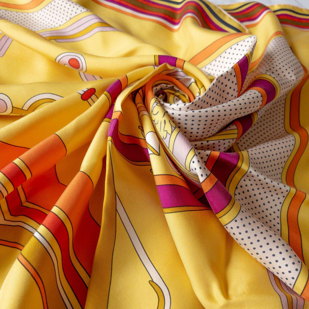 HERMES Carre 90 Washington's Carriage Detail Silk100% From