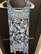 Ann Taylor Loft Blue Floral/Paisley Ladies Sleeveless Dress - Size L