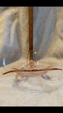 Vintage Pink Depression Clear 3 Footed Unique Dish.