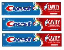 BL Crest Plus Toothpaste 8.2 oz Cavity Protection Cool Mint Gel - THREE PACK