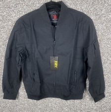 Men s Black Bomber Jacket Small Zip-Up Lightweight Casual Retro Look New
