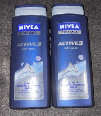 2x Nivea Men Shower & Shave 3-in-1 Body Wash (16.9 fl oz ea) DISCONTINUED