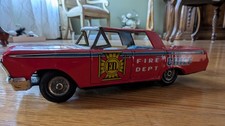 Takatoku T.T. Friction-Powered Tin Fire Chief Car - Japan