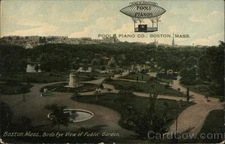 Boston, Massachusetts MA Birds Eye View of Public Garden-Poole Pianos Vintage