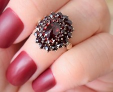  Silver Gilt Bohemian Garnet Ring