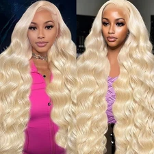 613 13x6 Lace Front Wig Human Hair 220 Density Blonde Wig Human Hair Pre Pluc...
