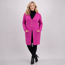 ROCKTHOSECURVES WOMENS CARDIGAN LONG GOLD BUTTON KNITTED PLUS SIZE JACKET CARDI