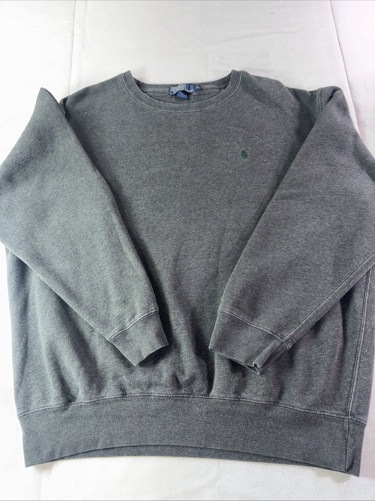 Polo Ralph Lauren vintage uomo taglia XL felpa pullover girocollo grigio verde pony