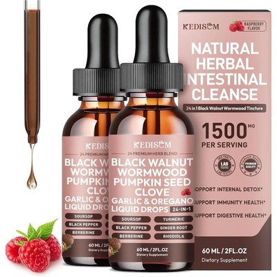 2 Pack 24 in 1 Black Walnut Wormwood Tincture - 2 Fl Oz (Pack of 2)