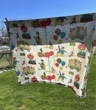 Vintage Cotton Curtains in a Whimsical Circus Motif Handmade 44x36.5  