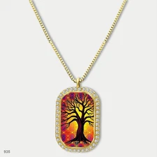 Gorgeous Colorful Tree of Life Pendant Necklace Chain Photo Dog Tag Chain Gift D