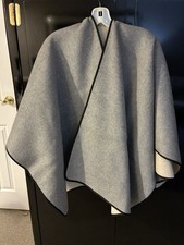 BERYLL Gray or Beige Reversible Cashmere/Wool Wrap Cape-Made in USA MSRP $689