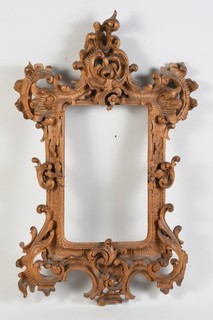 H83G27 Old Rococo Wood Frame Openwork Carved