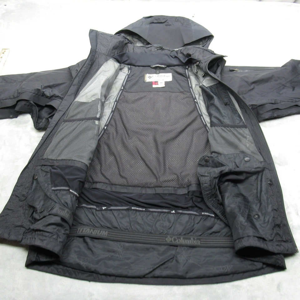 Chaqueta Columbia Titanium Para Hombre Grande Negra Impermeable Intercambio Con Capucha Cremallera Completa Foto 3 de 4