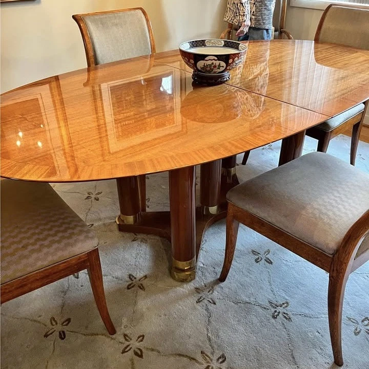 MESA DE COMEDOR de extensión estilo Imperio Francés Henredon vintage en madera brasileña Foto 2 de 3