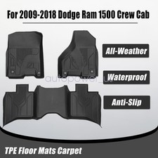 For 2009-2018 Dodge Ram 1500 Crew Cab Tpe 3d Floor Mats Liners All Weather 3pcs