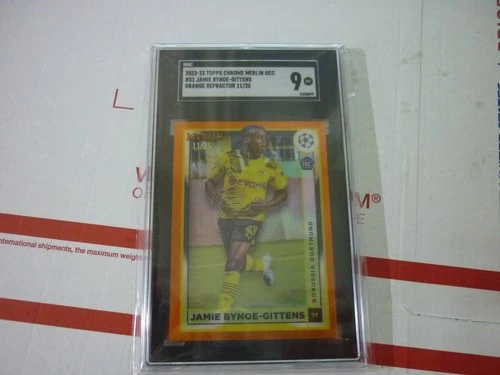 Jamie Bynoe-Gittens 2022-23 Topps Merlin UCC #31 RC Orange Refractor 11/25 SGC 9