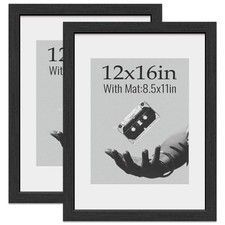 VCK 12x16 Picture Frame 2 Pack - Black Oak, High-End Wood Poster Frames with ...