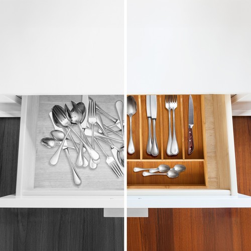 Portaposate in bambù Organizer per utensili 5 scomparti Facile da pulire - Foto 5 di 8
