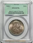 1957 P Franklin Half Dollar PCGS MS-66 FBL Full Bell Lines Old Green Holder!