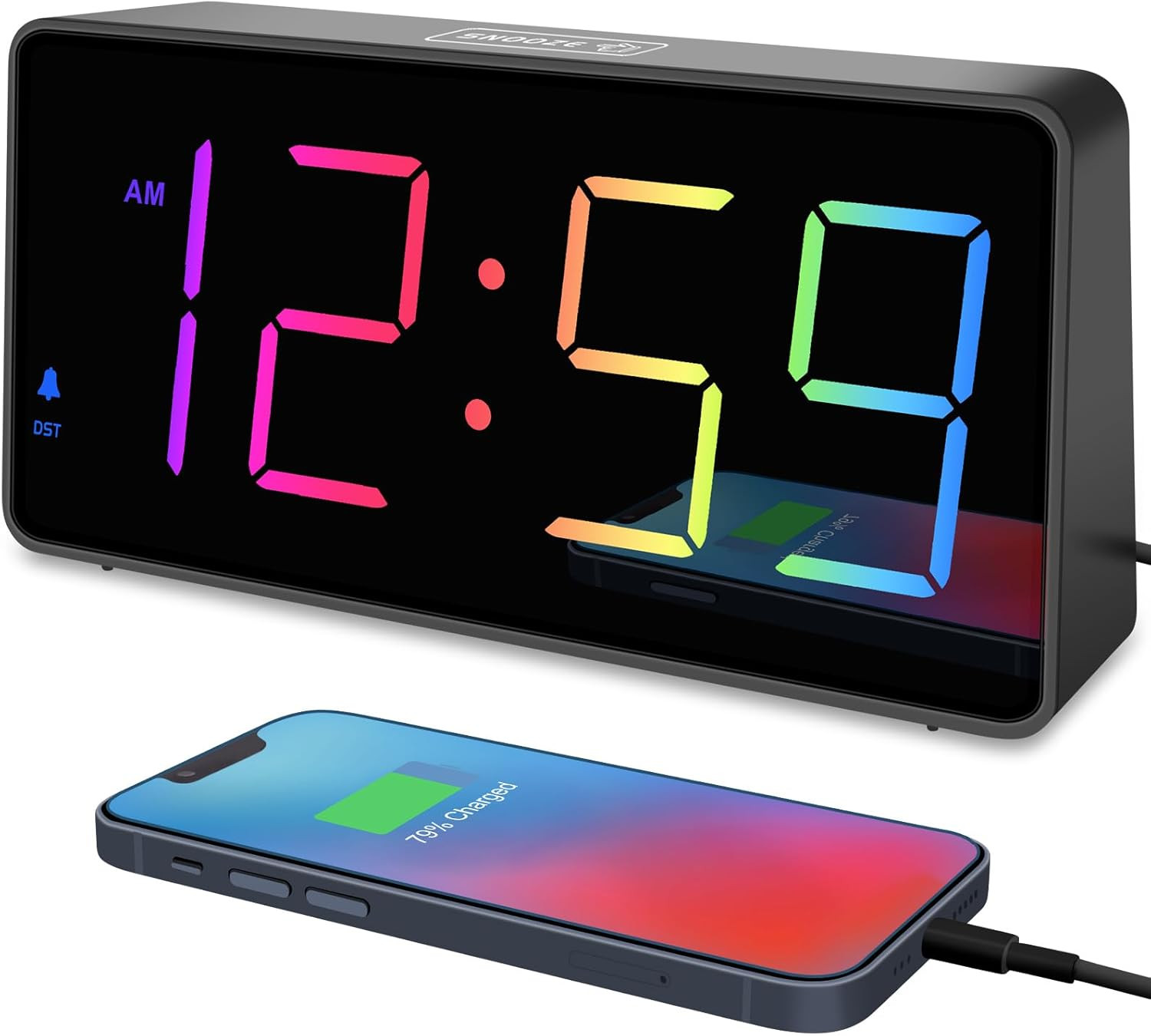Digital Alarm Clock for Bedroom Bedside, Extra Loud for Heavy Sleepers Adults, L