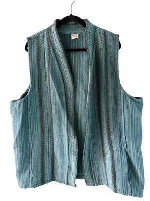 Shuttle Creek Woven Vest Vintage Handmade Mens Size 2XL Green Lowell Oregon