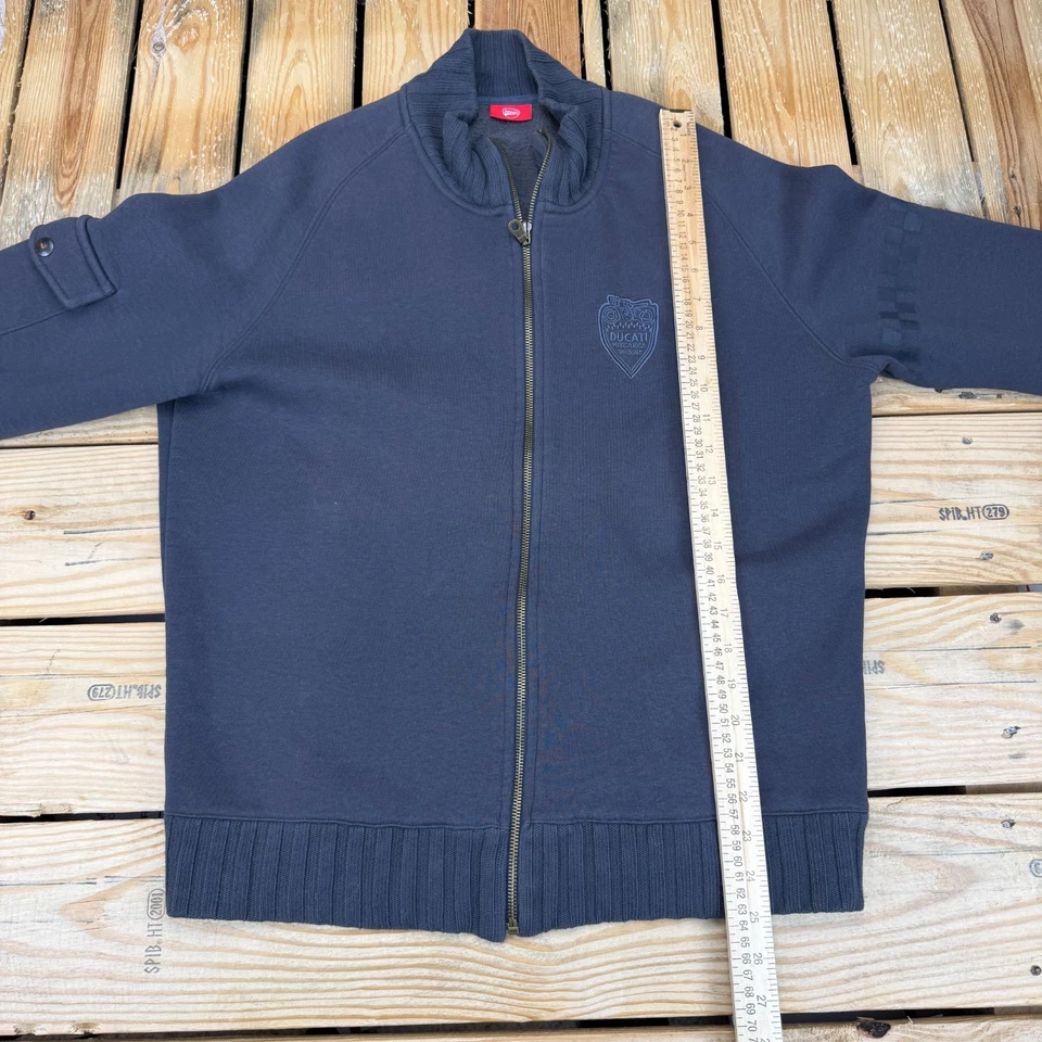 Chaqueta deportiva retro Ducati Meccanica cremallera completa para hombre mediana gris oscuro vintage moto Foto 3 de 4