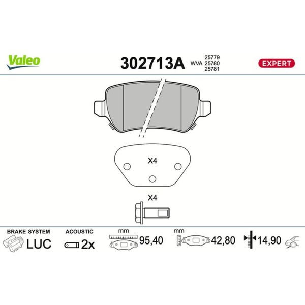 Valeo BremsbelÄGe Satz Hinterachse Passend FüR KIA Cee'd PRO | 302713A-image